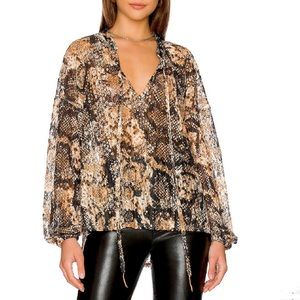 Free People Out For The Night Oversized Long Sleeve Semi Sheer Lace Top Size XS